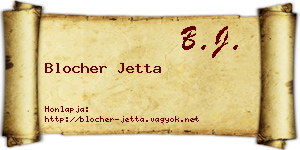 Blocher Jetta névjegykártya